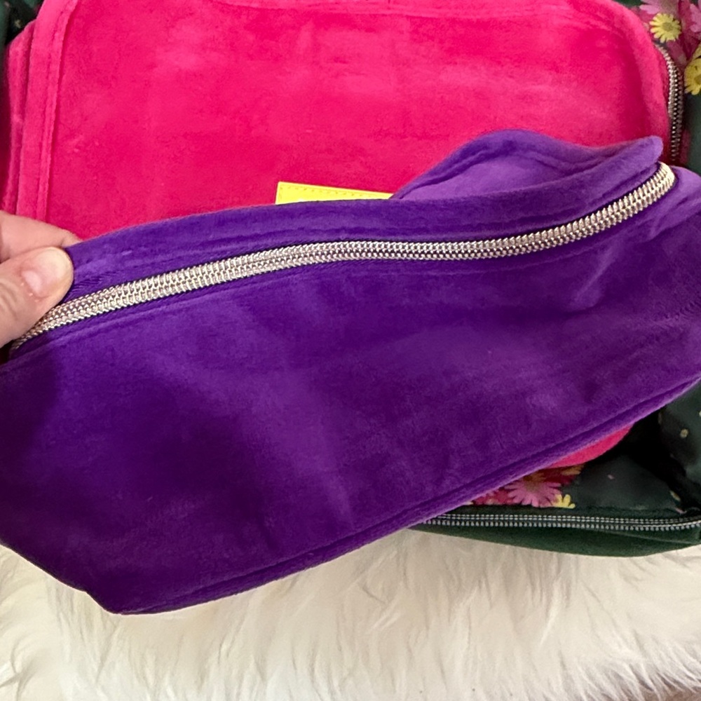 Marc Jacobs Velvet Cosmetic Pouch Set in Purple, Pink & Green - Picture 4 of 6